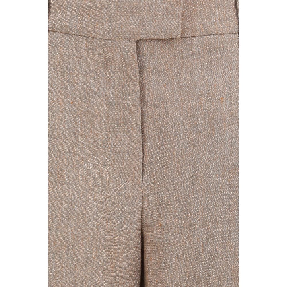 Brunello Cucinelli Beige Leinen Freizeithose-3