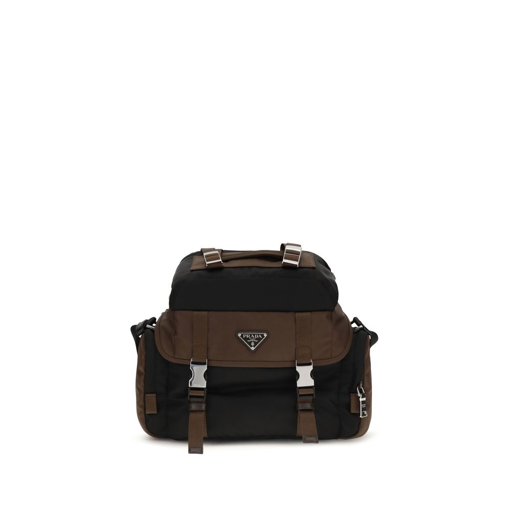 Prada Braune Schultertasche aus recyceltem Polyamid-1