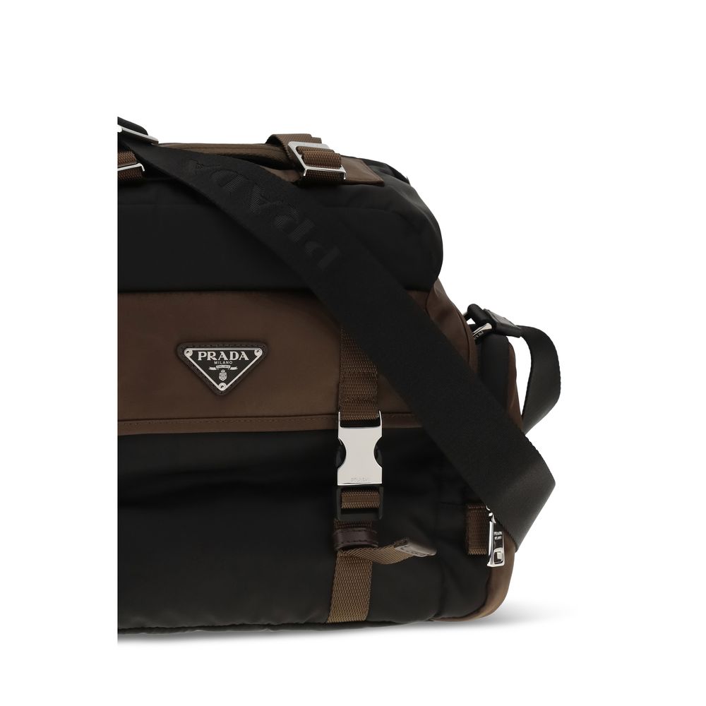 Prada Braune Schultertasche aus recyceltem Polyamid-3