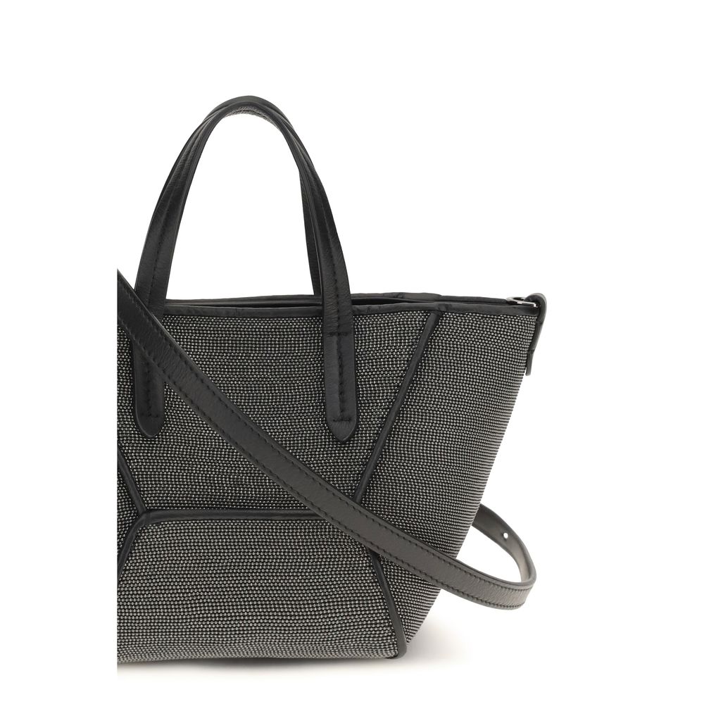 Brunello Cucinelli Schwarze Bos Taurus Kalbsleder Schultertasche-4