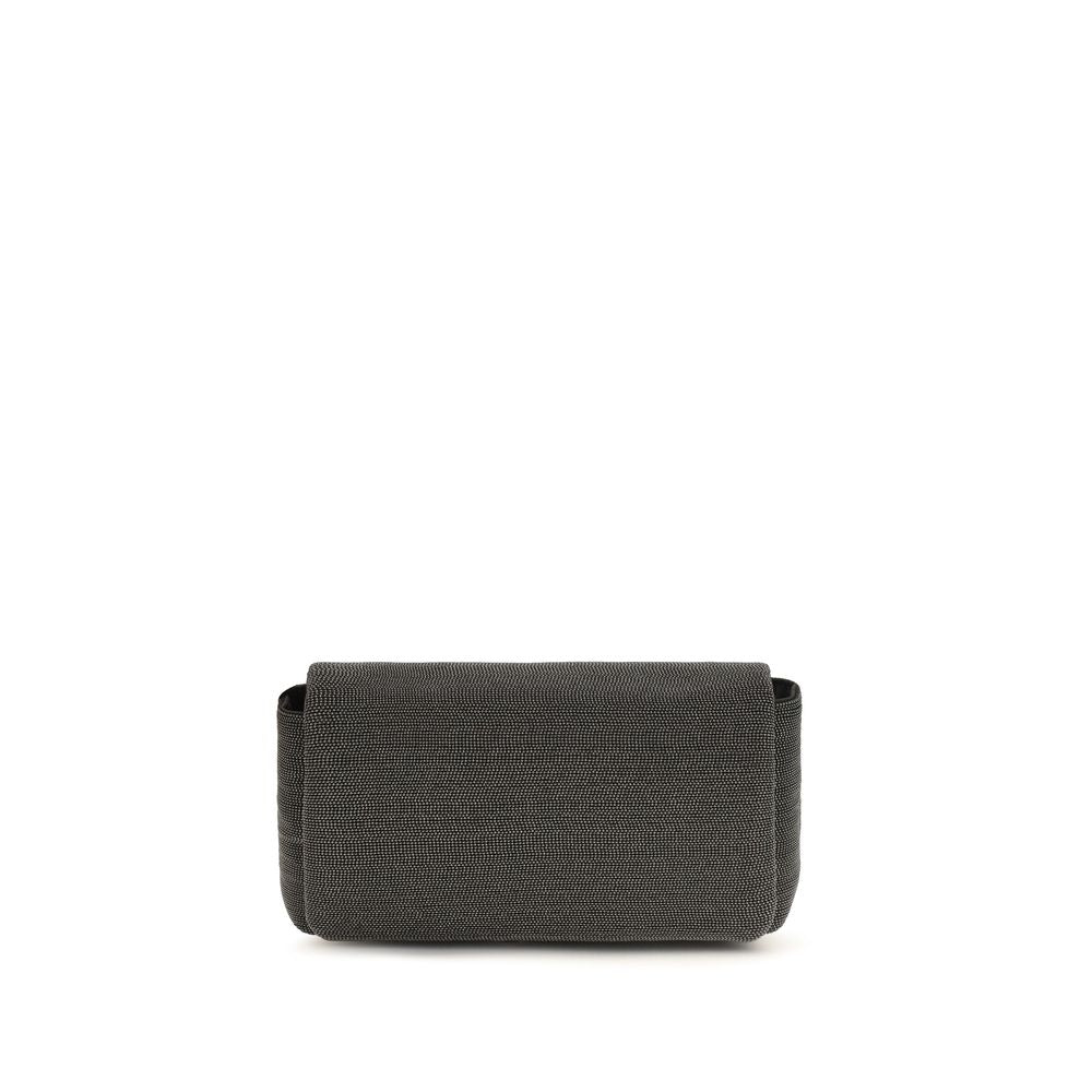 Brunello Cucinelli Schwarze Leder Umhängetasche-1