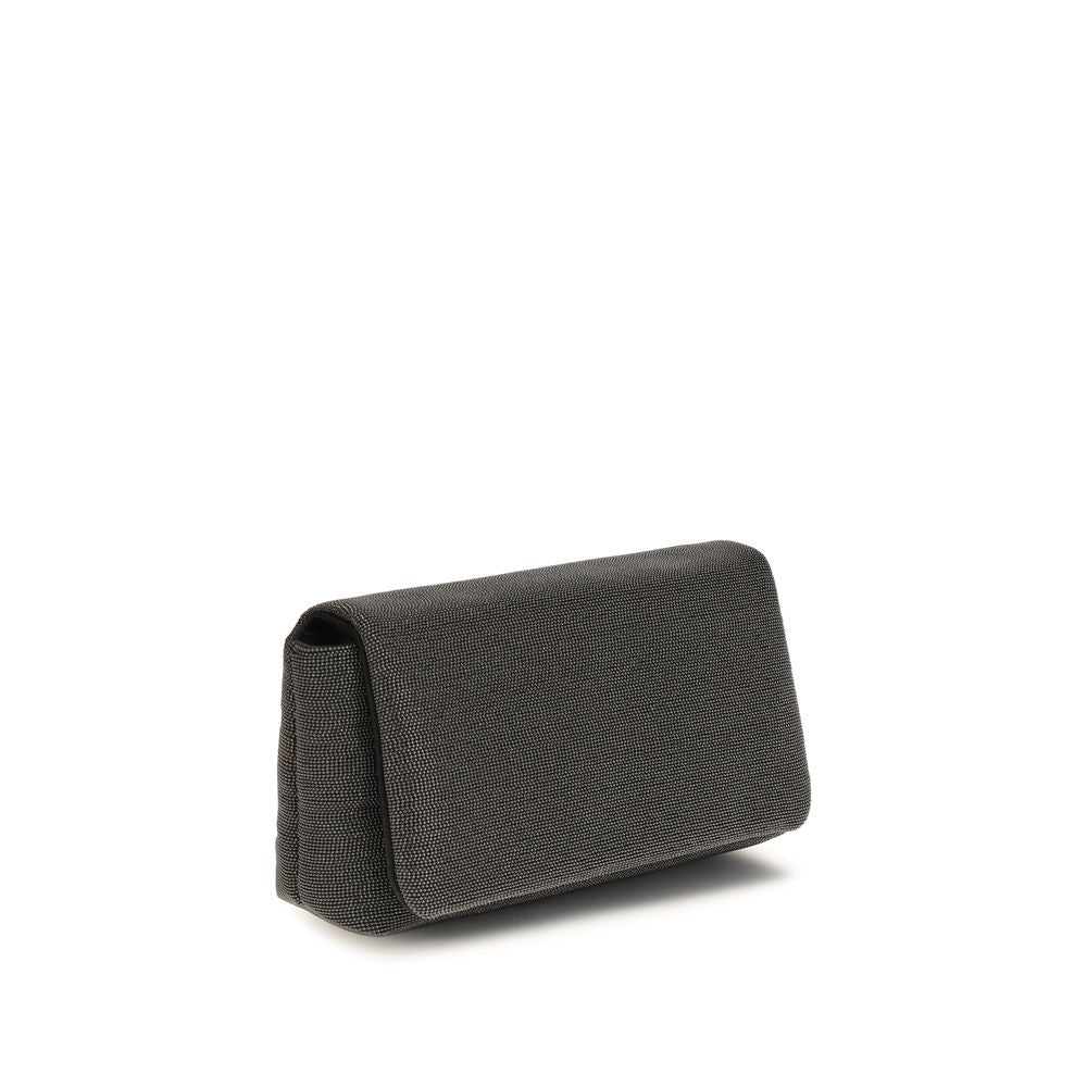 Brunello Cucinelli Schwarze Leder Umhängetasche-2