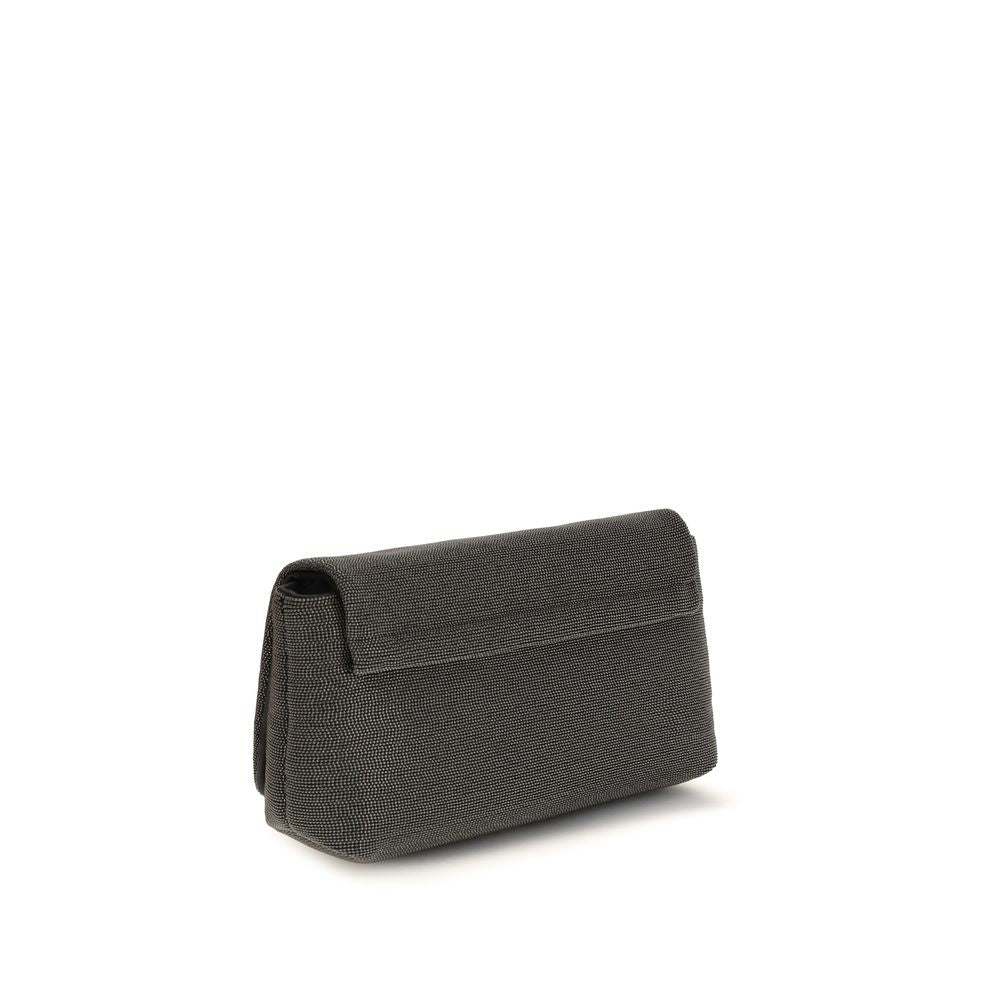 Brunello Cucinelli Schwarze Leder Umhängetasche-3