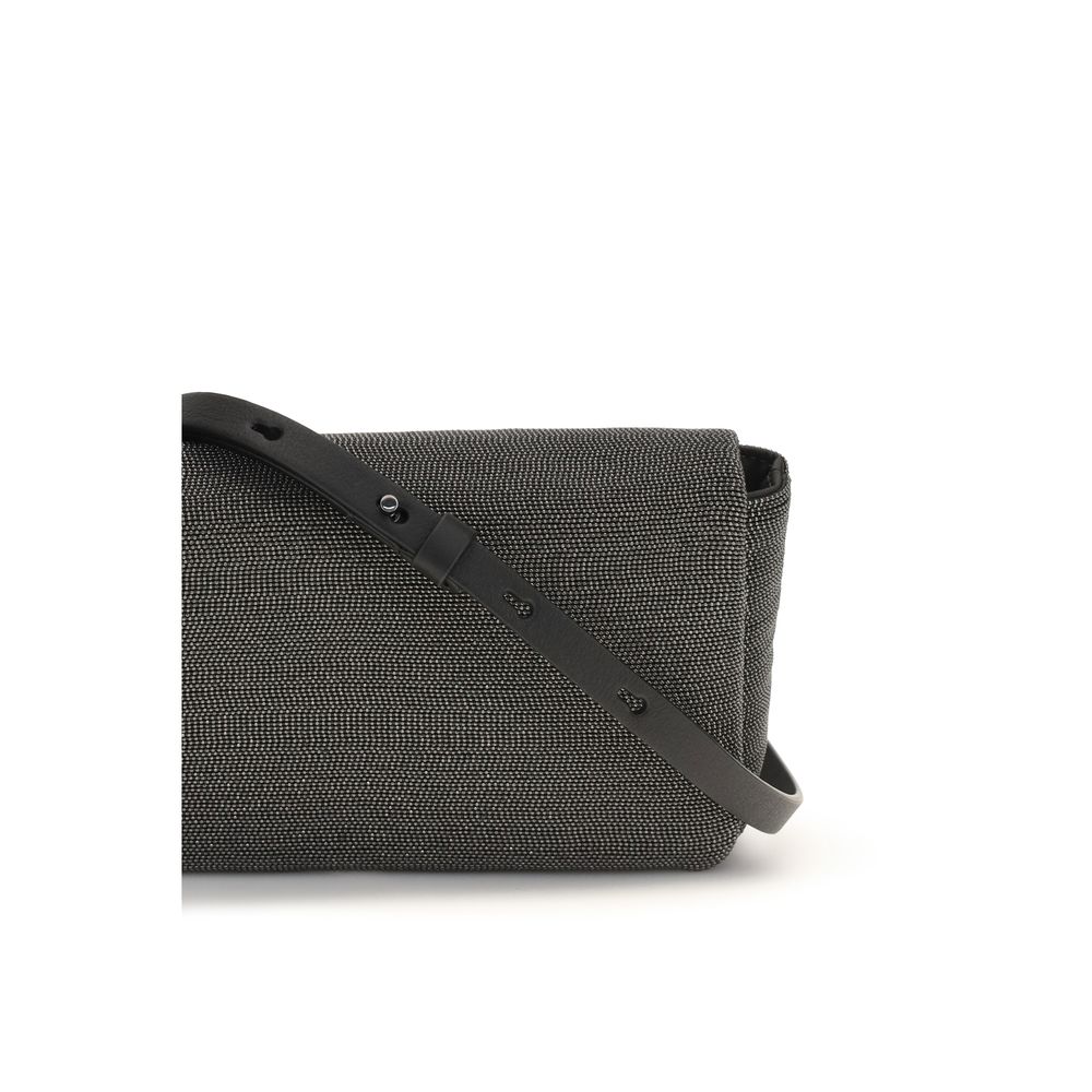 Brunello Cucinelli Schwarze Leder Umhängetasche-4