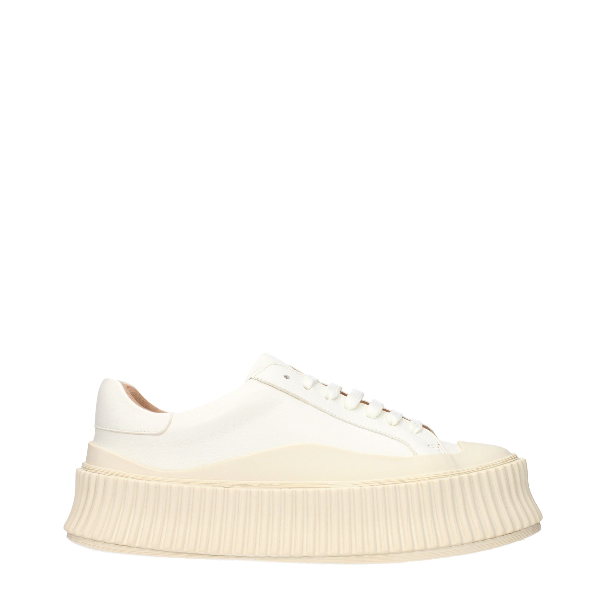 Jil Sander Weiße Leder Plateau-Sneaker-1