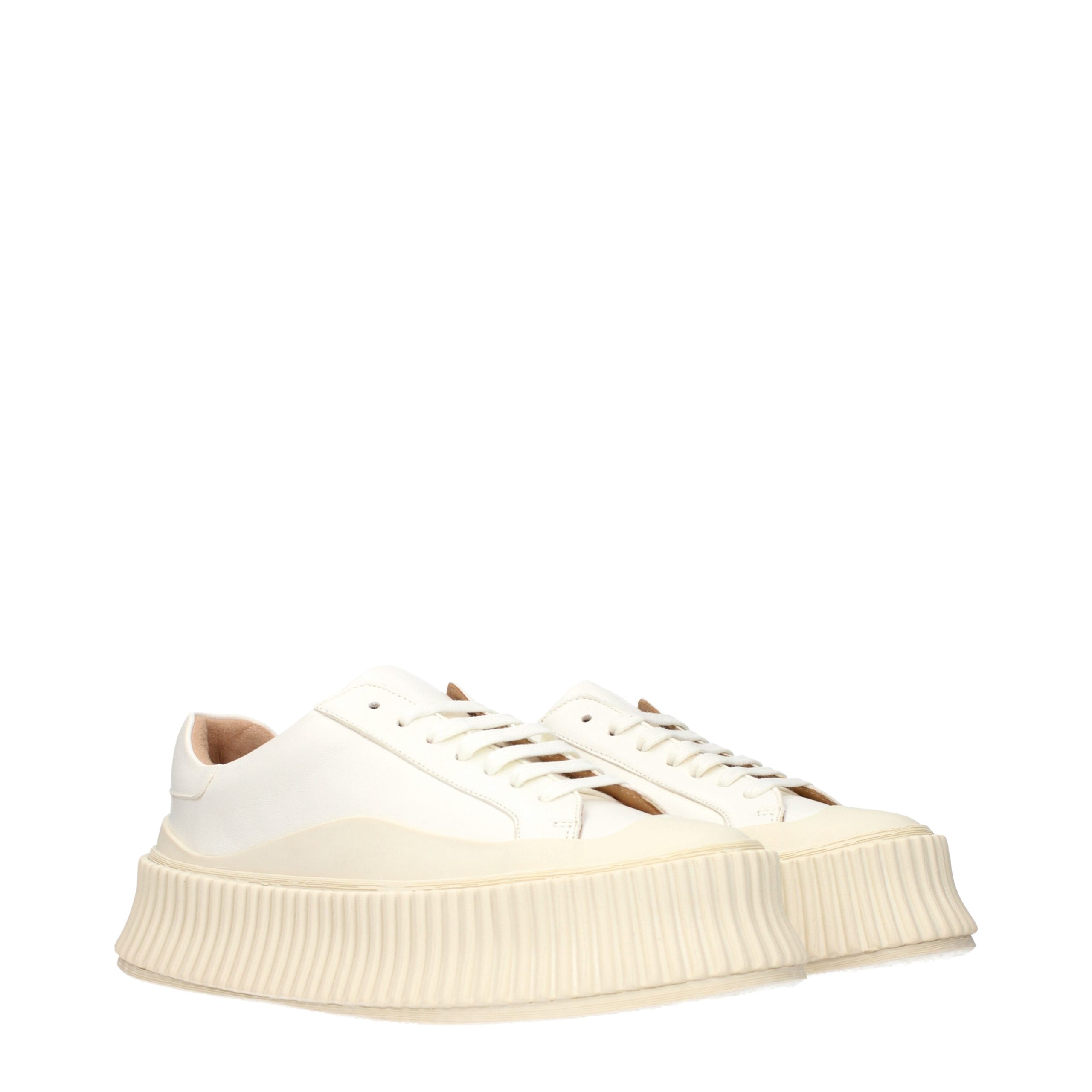 Jil Sander Weiße Leder Plateau-Sneaker-2