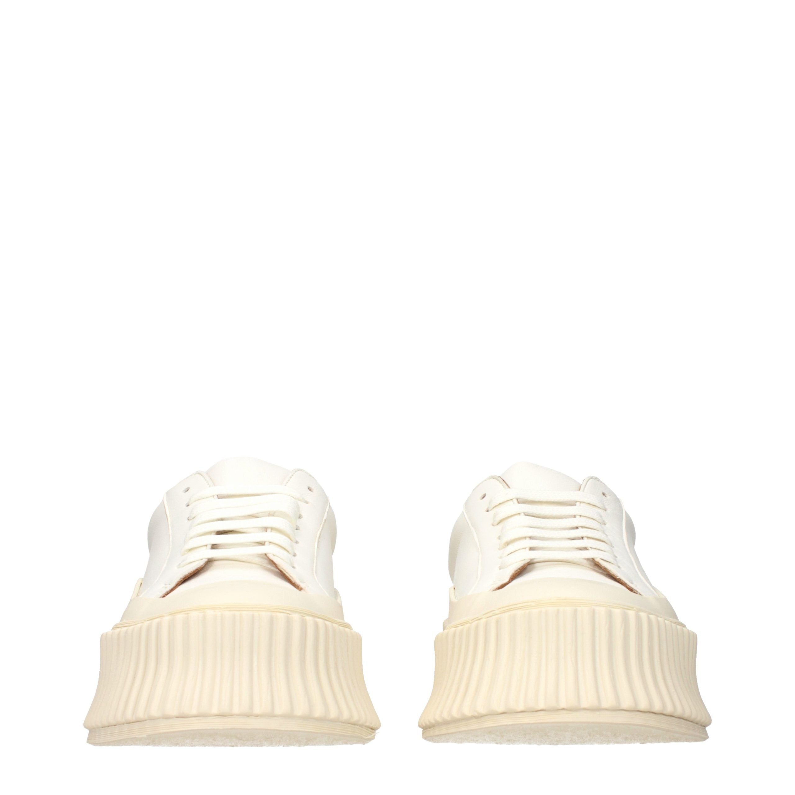 Jil Sander Weiße Leder Plateau-Sneaker-3