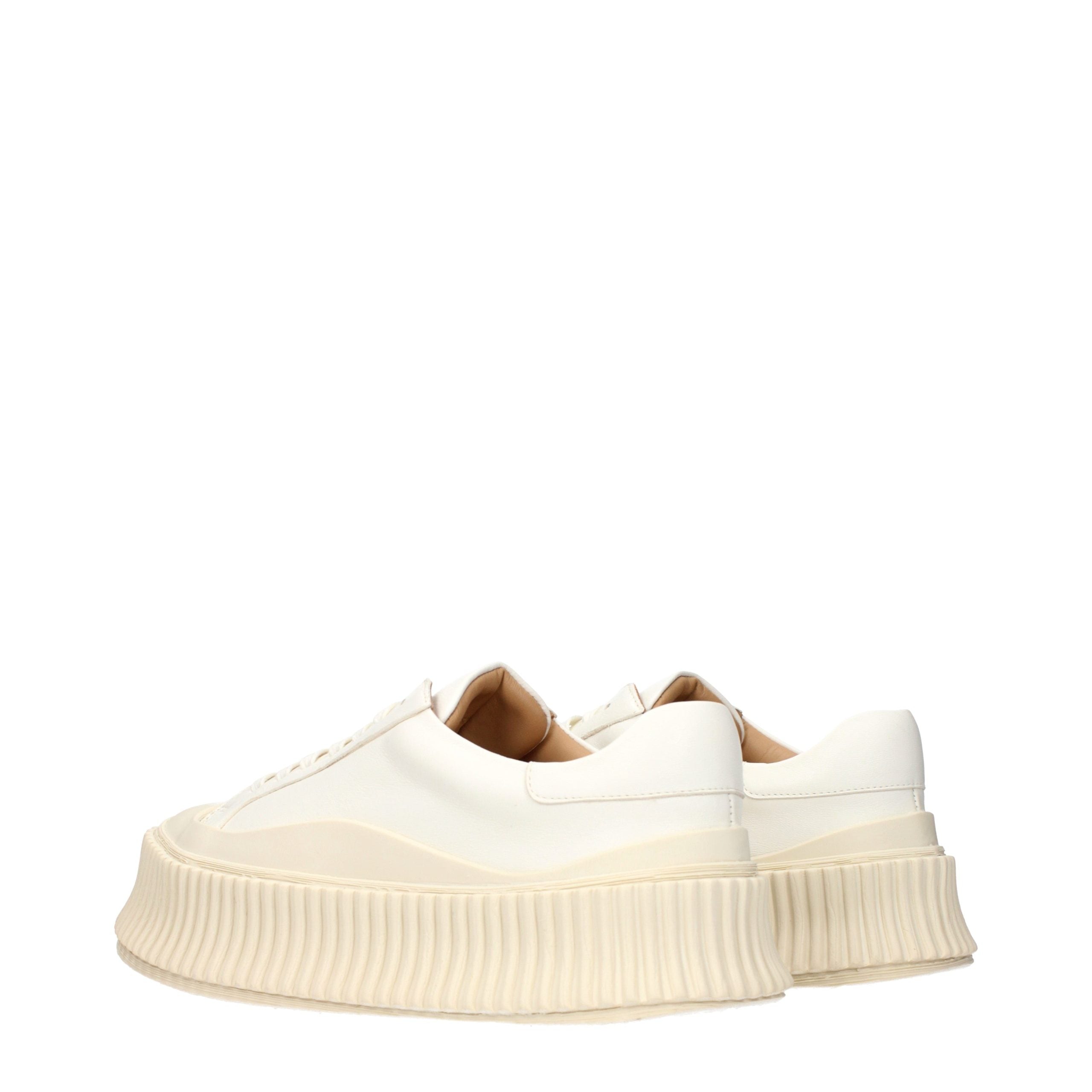 Jil Sander Weiße Leder Plateau-Sneaker-4