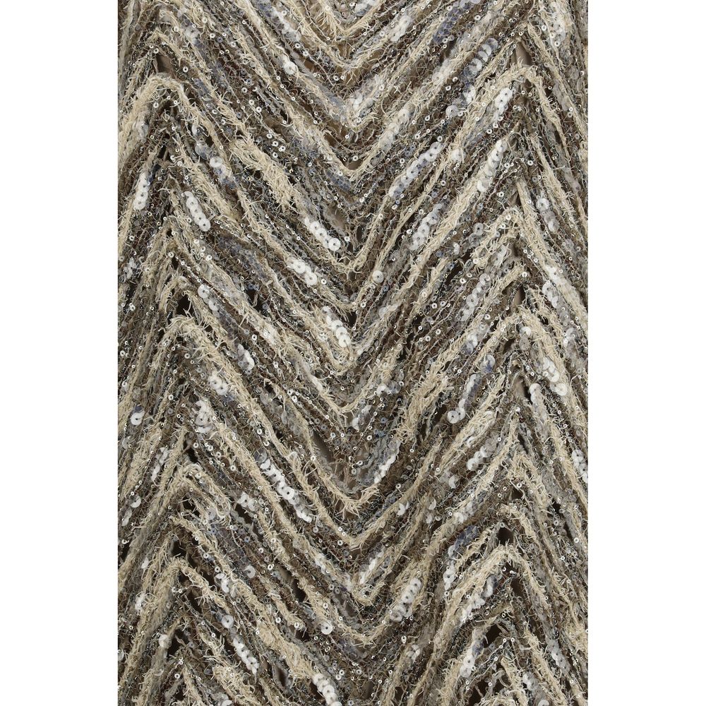 Brunello Cucinelli Beige Paper Cocktailkleid-3