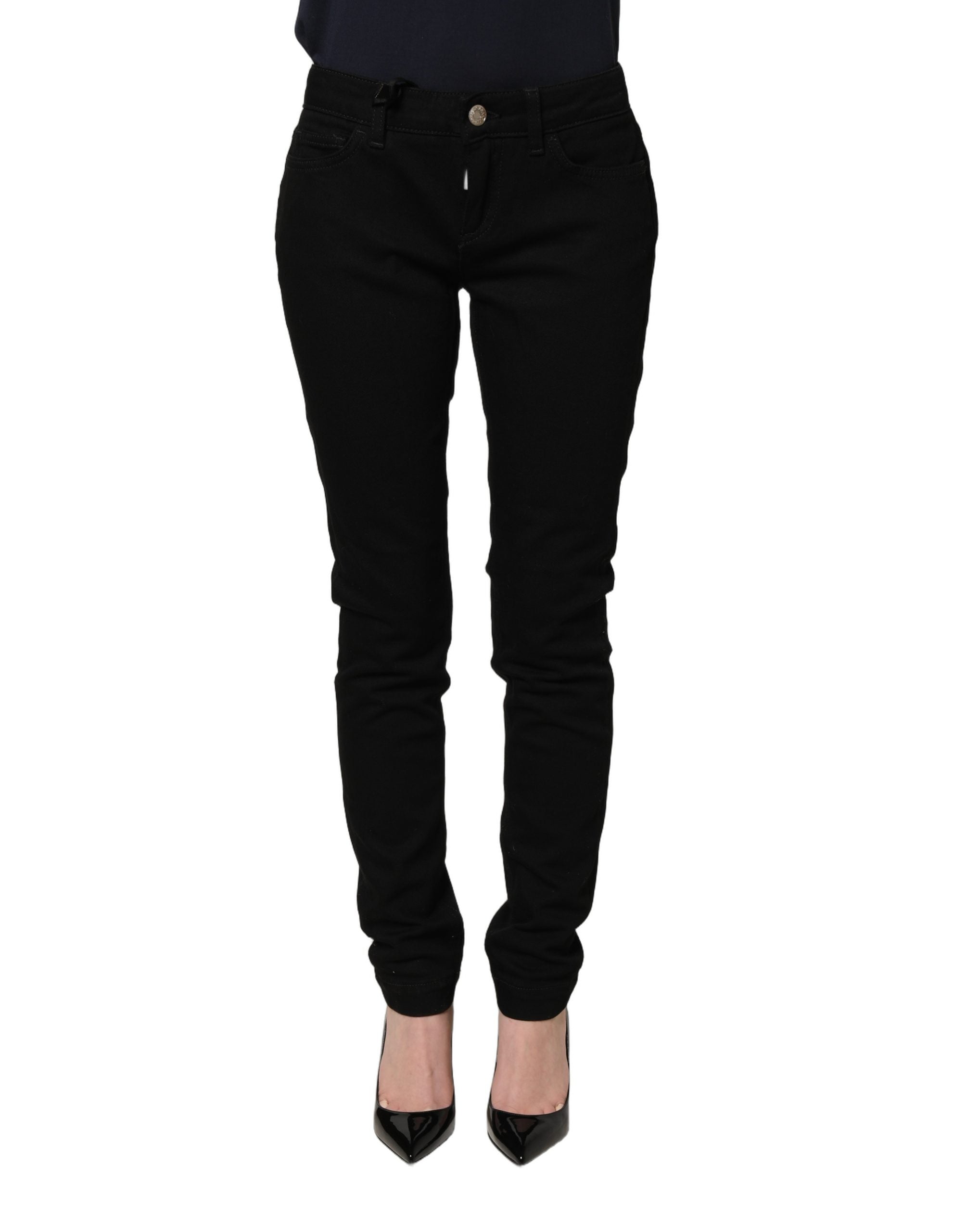 Dolce & Gabbana Schwarze Jeans mit Queen-Stickerei PRETTY Denim-2