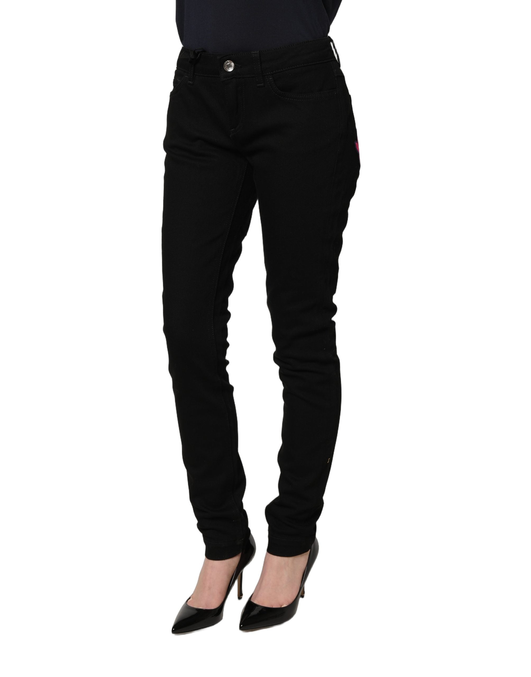 Dolce & Gabbana Schwarze Jeans mit Queen-Stickerei PRETTY Denim-4