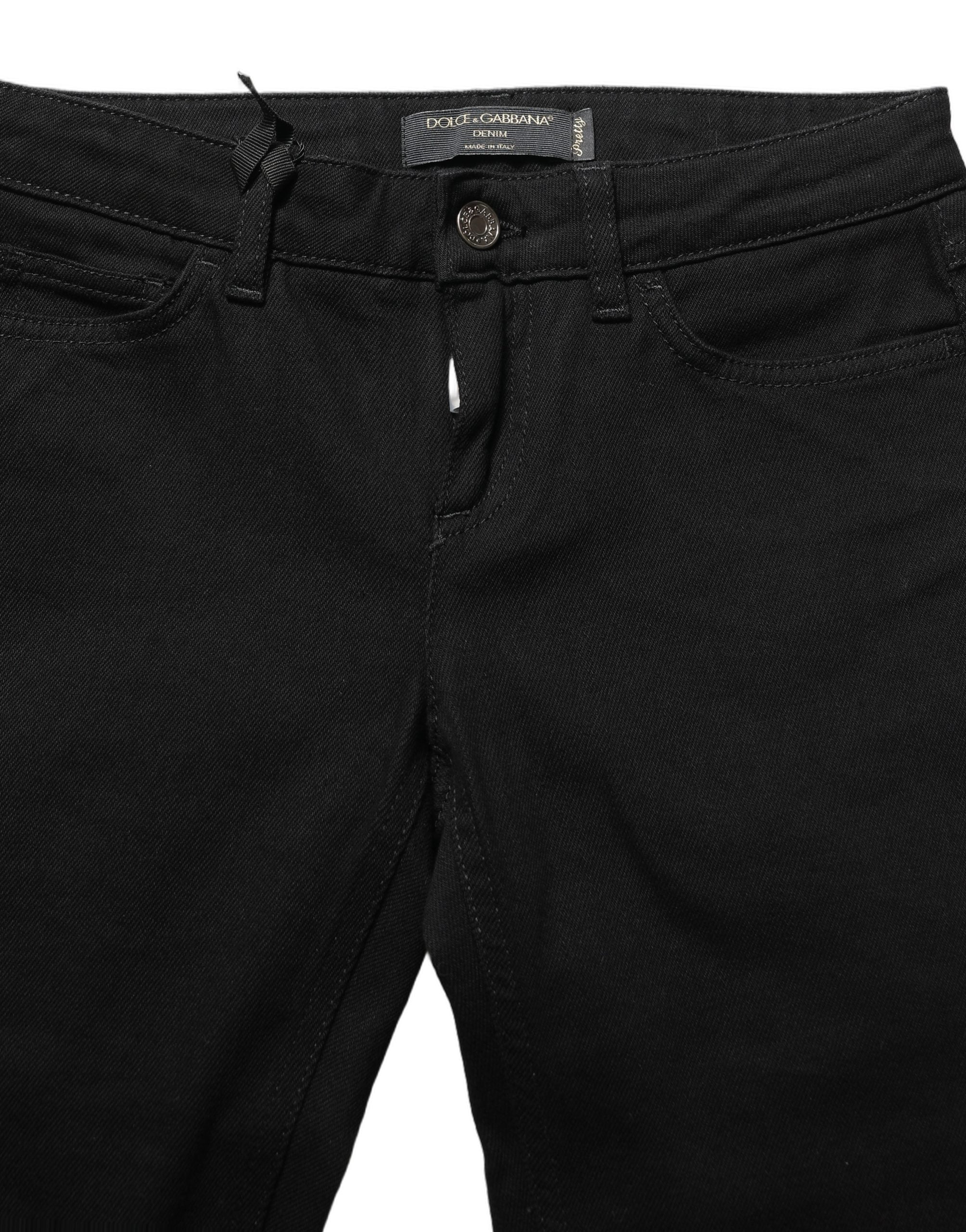 Dolce & Gabbana Schwarze Jeans mit Queen-Stickerei PRETTY Denim-6