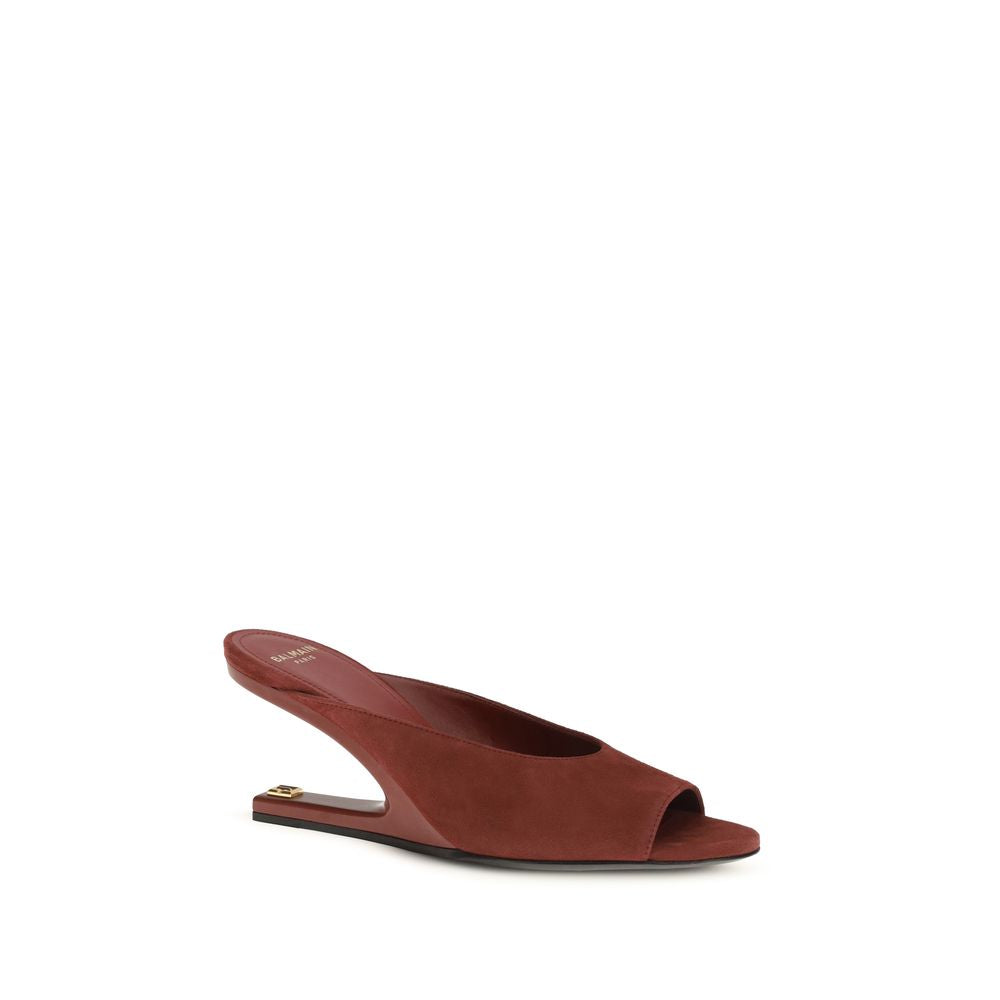 Balmain Mules in Burgundy Goatskin-2