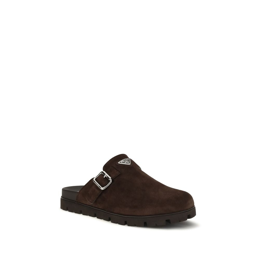 Prada Braune Kalbsleder Bos Taurus Mules-2