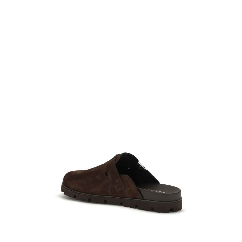 Prada Braune Kalbsleder Bos Taurus Mules-3