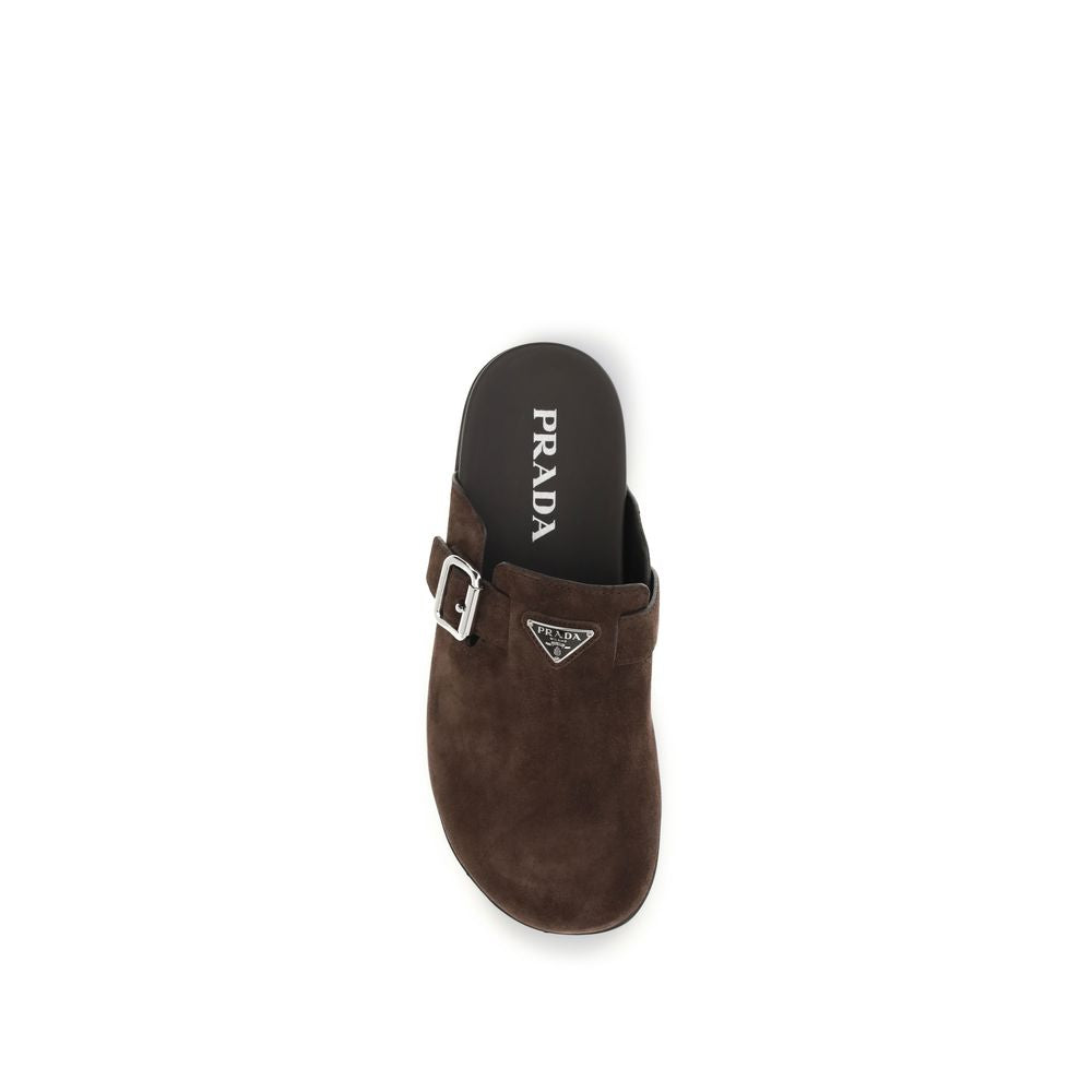 Prada Braune Kalbsleder Bos Taurus Mules-4