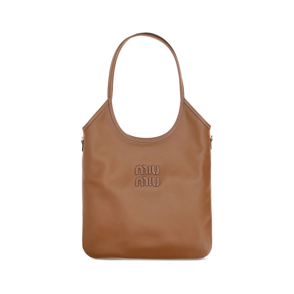 Miu Miu Braune Kalbsleder Bos Taurus Schultertasche-1