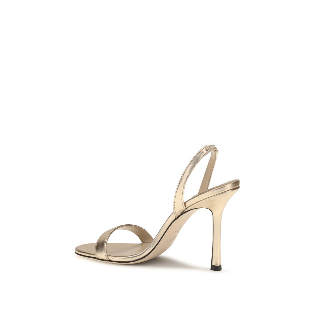 Jimmy Choo Sandale mit Stiletto-Absatz aus Kalbsleder Bos Taurus in Gold-3