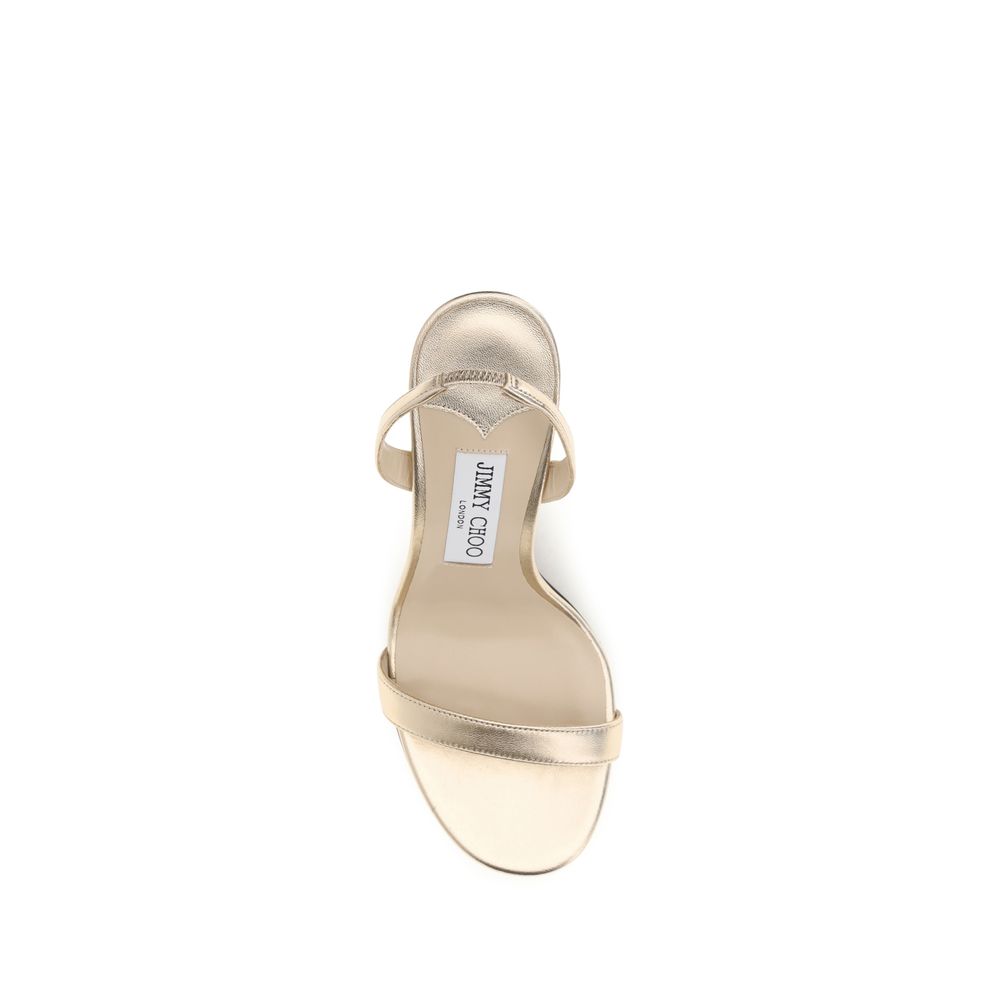 Jimmy Choo Sandale mit Stiletto-Absatz aus Kalbsleder Bos Taurus in Gold-4