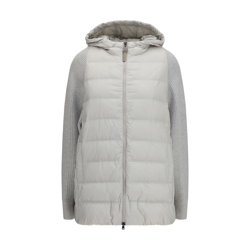 Brunello Cucinelli Graue Polyester-Jacke in voller Länge-1