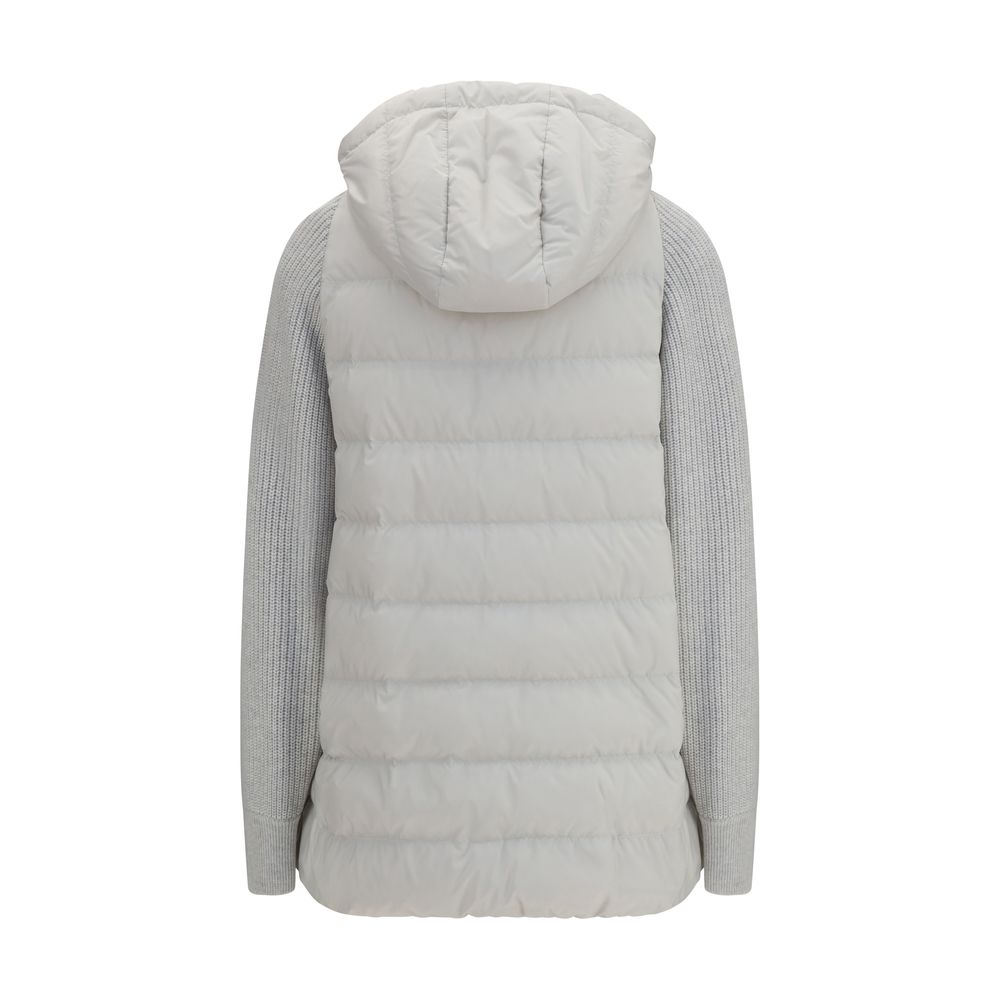 Brunello Cucinelli Graue Polyester-Jacke in voller Länge-2