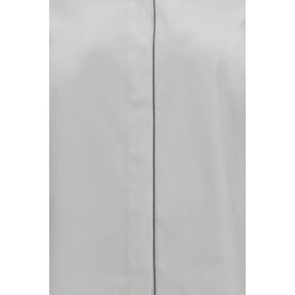 Brunello Cucinelli Weißes Baumwollkleidhemd-3