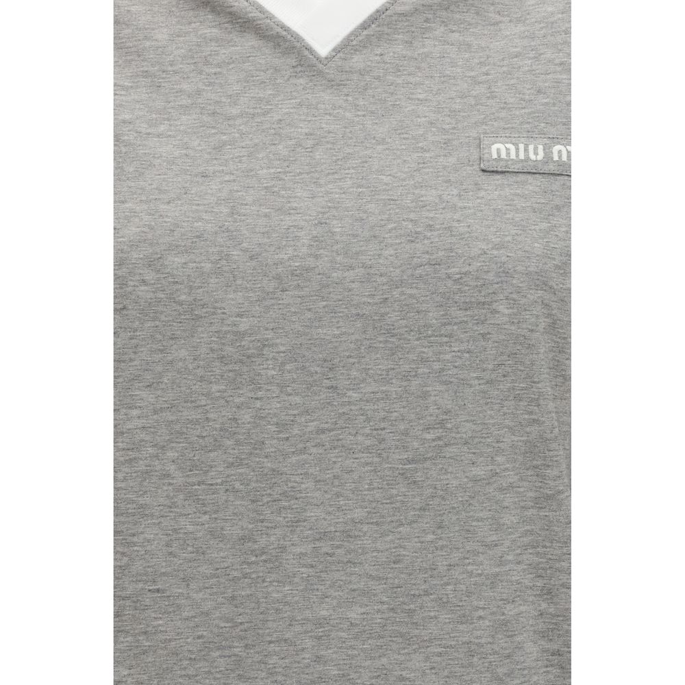 Miu Miu Graues Baumwoll-Langarmshirt-3