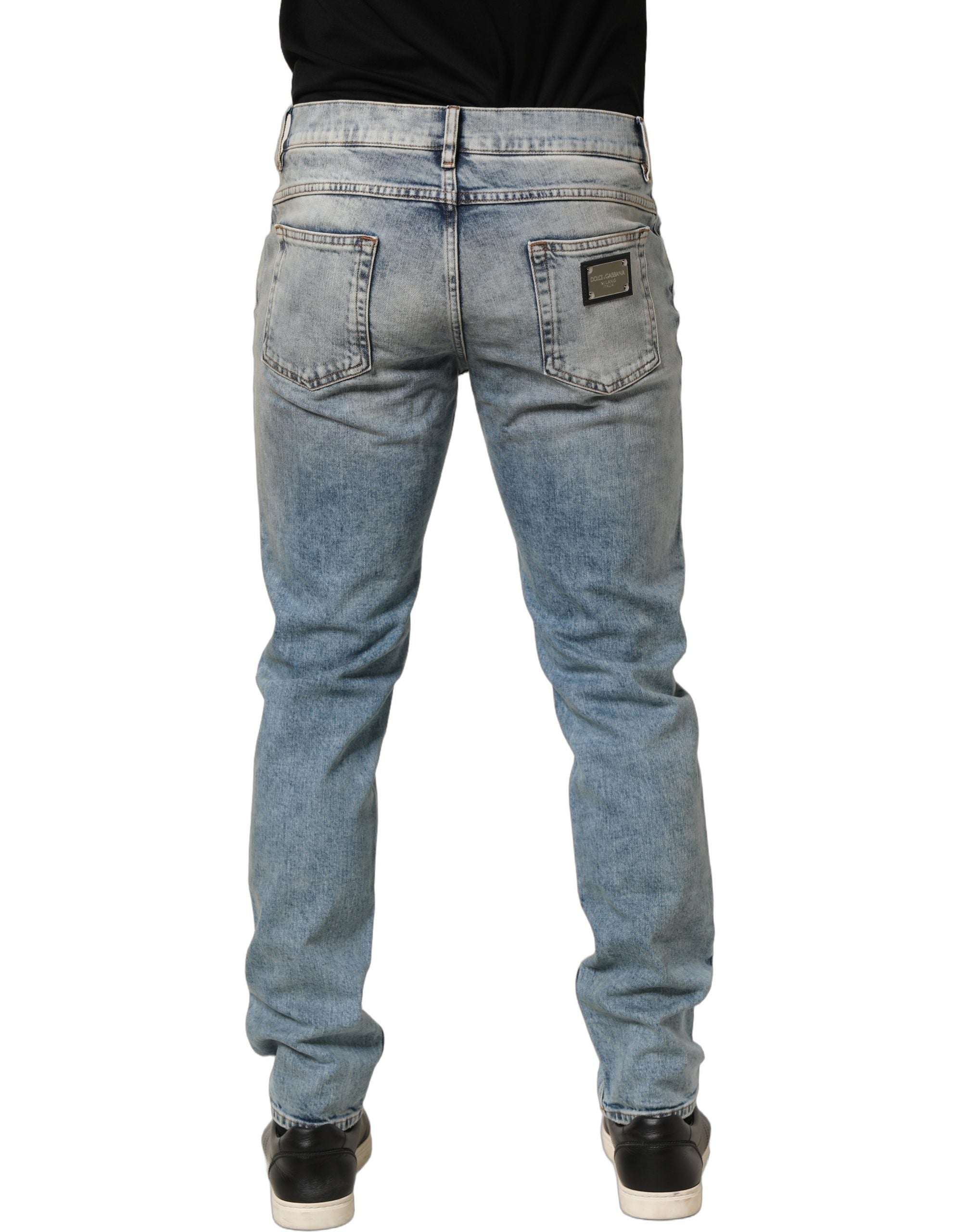 Dolce & Gabbana Blaue gewaschene gerade Herren-Jeans mit mittlerer Taille-5
