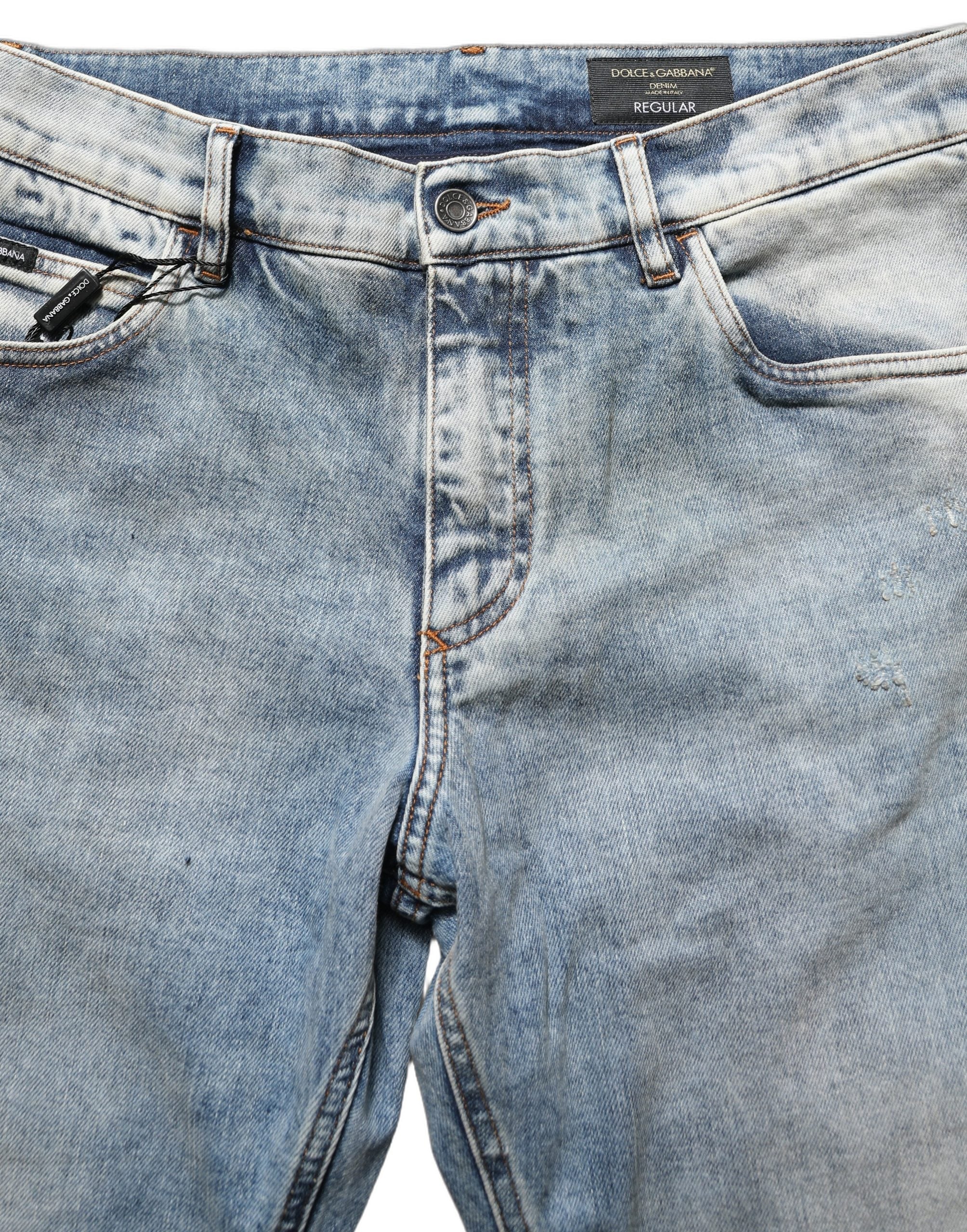Dolce & Gabbana Blaue gewaschene gerade Herren-Jeans mit mittlerer Taille-6