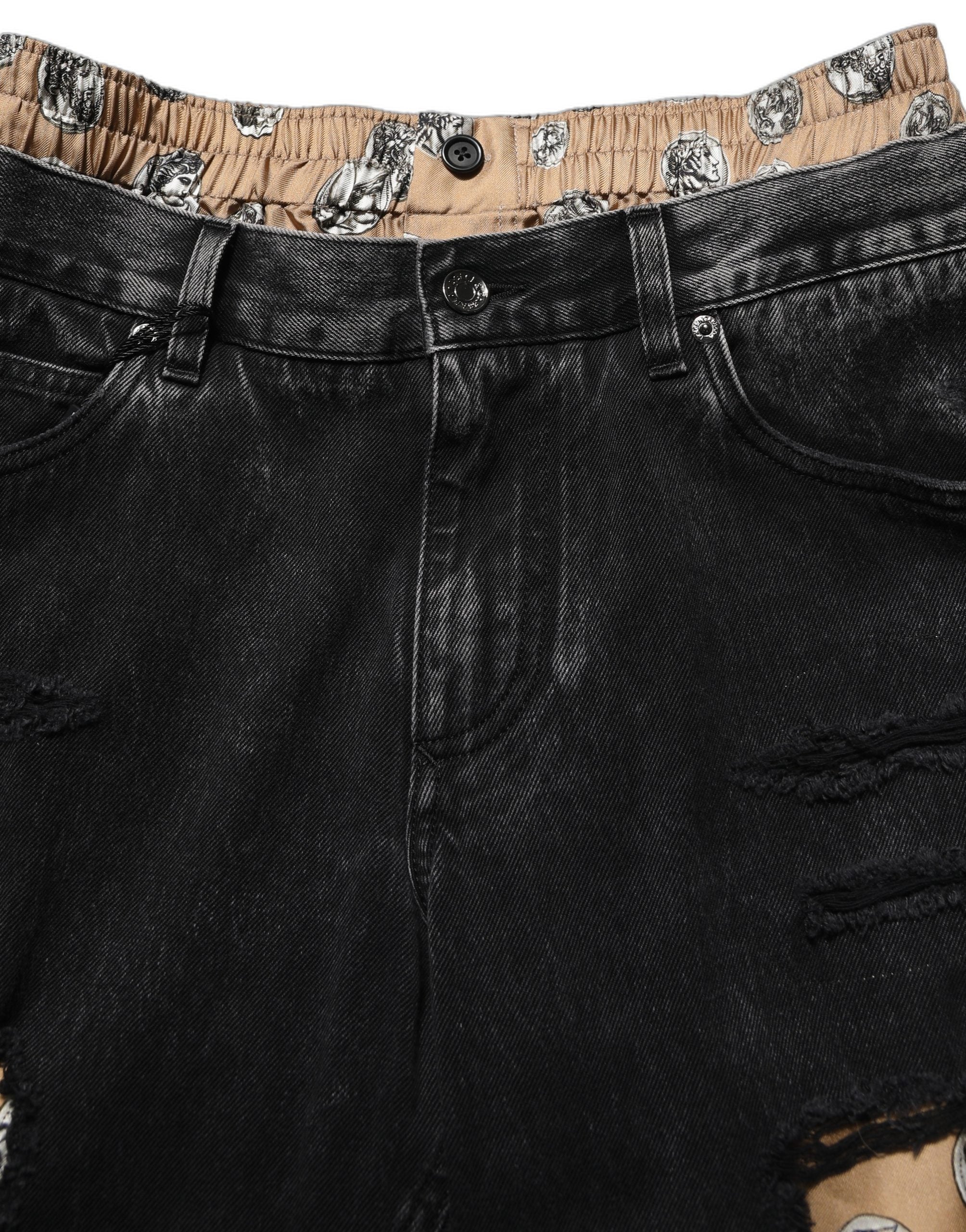 Dolce & Gabbana Schwarze "Distressed" Baumwoll-Jeans im geraden Schnitt-4