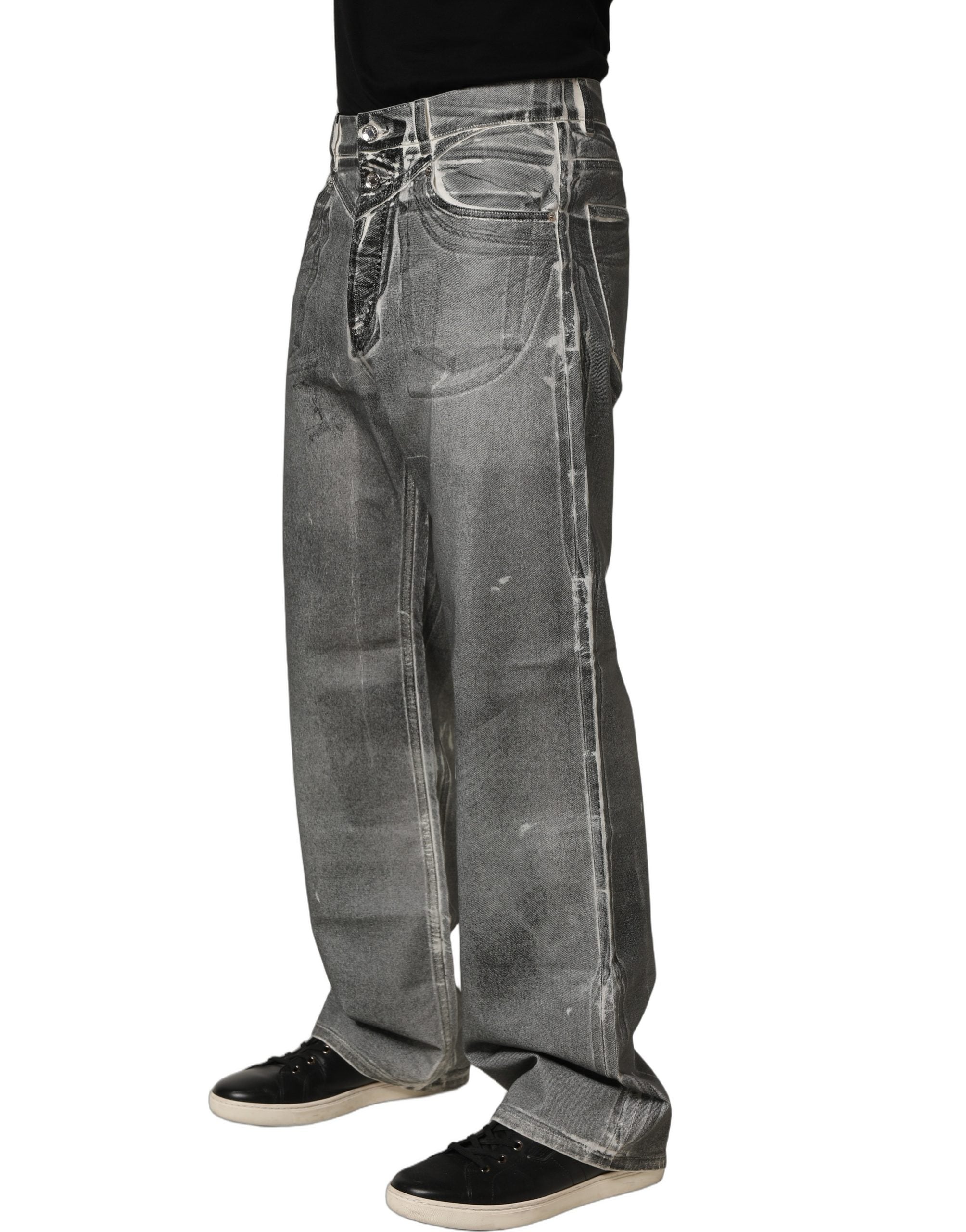 Dolce & Gabbana Graue, gewaschene gerade geschnittene Jeans mit mittlerer Leibhöhe-4
