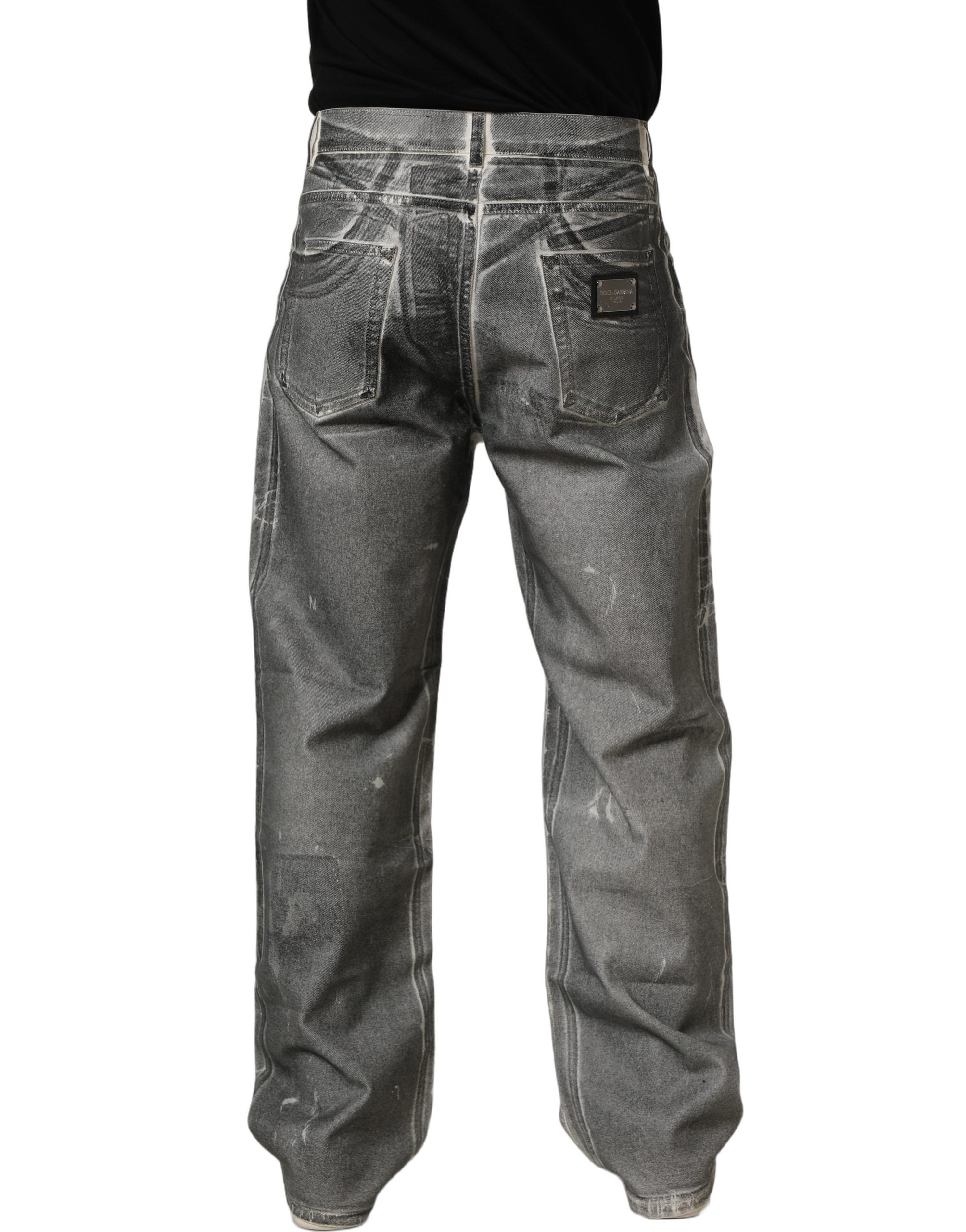 Dolce & Gabbana Graue, gewaschene gerade geschnittene Jeans mit mittlerer Leibhöhe-5