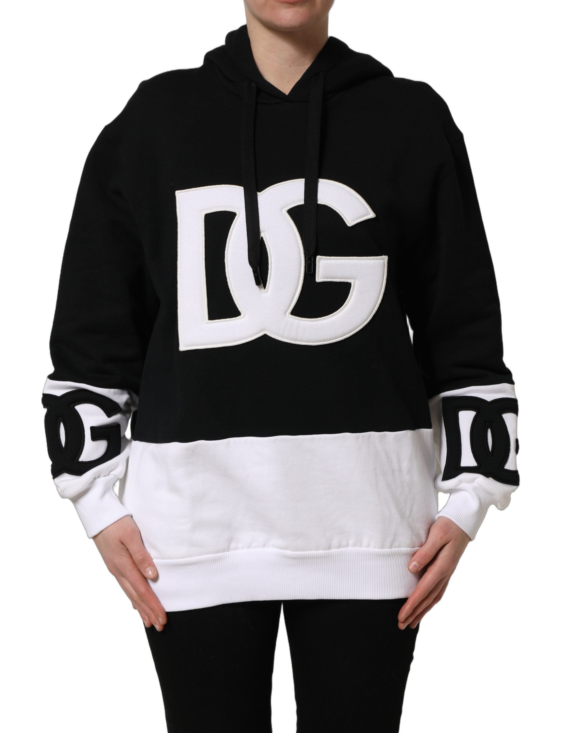 Dolce & Gabbana Kapuzenpullover mit Schwarz-Weiß-Applikationen-4