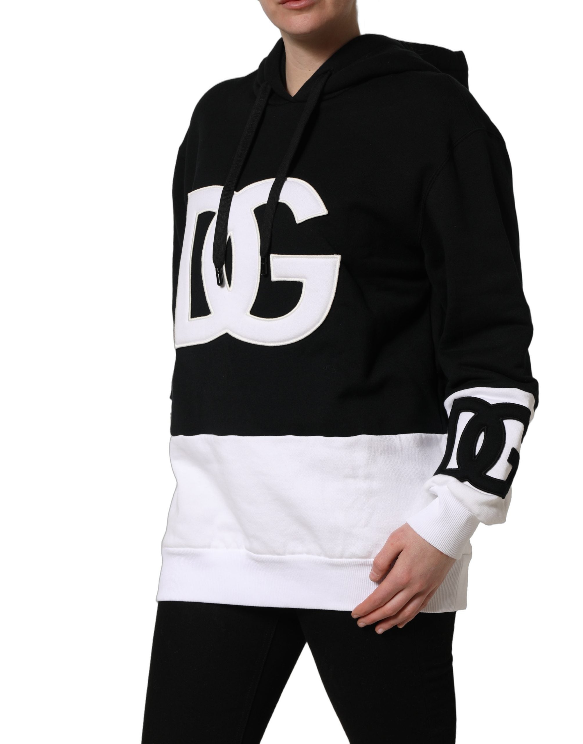 Dolce & Gabbana Kapuzenpullover mit Schwarz-Weiß-Applikationen-5