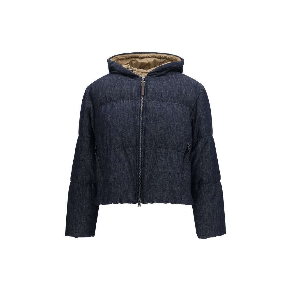 Brunello Cucinelli Blaue Baumwoll-Shell-Jacke-1