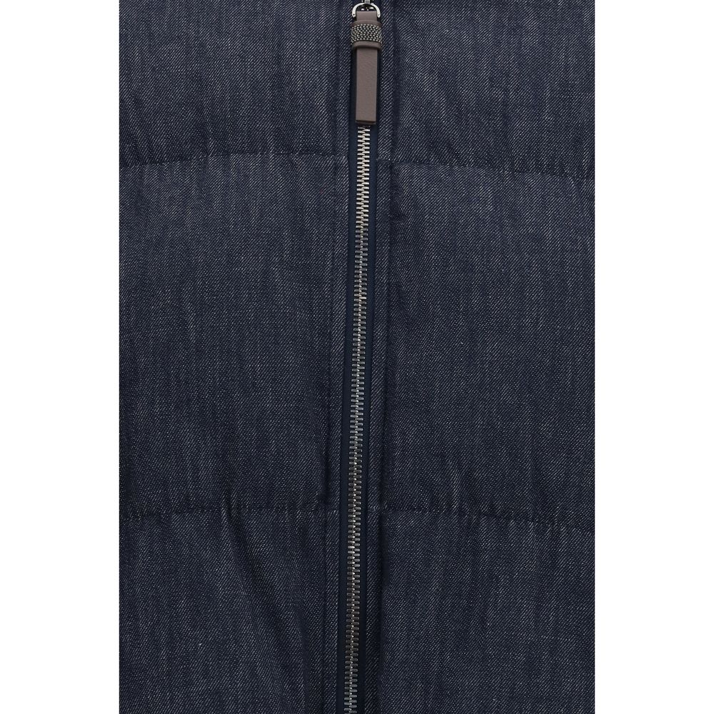 Brunello Cucinelli Blaue Baumwoll-Shell-Jacke-3