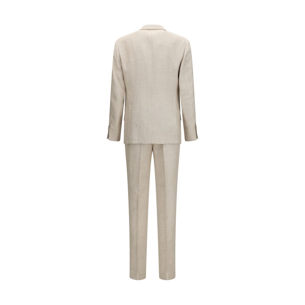 Brunello Cucinelli Beige Seidenanzug Zweiteiler-2