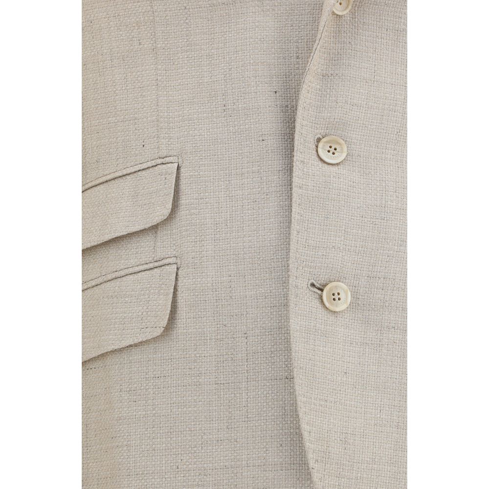 Brunello Cucinelli Beige Seidenanzug Zweiteiler-3
