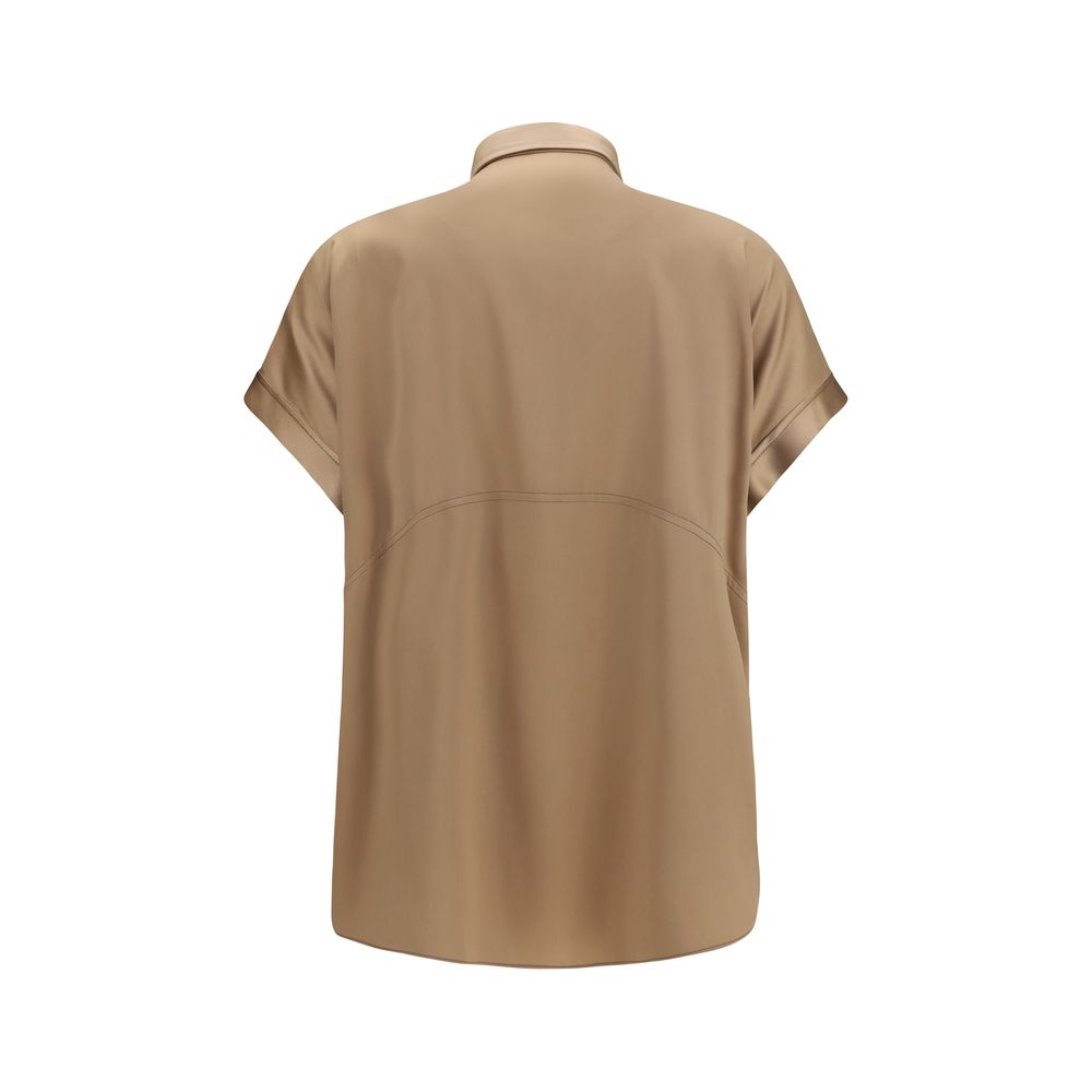 Brunello Cucinelli Beige Silk Shortsleeve Shirt-2