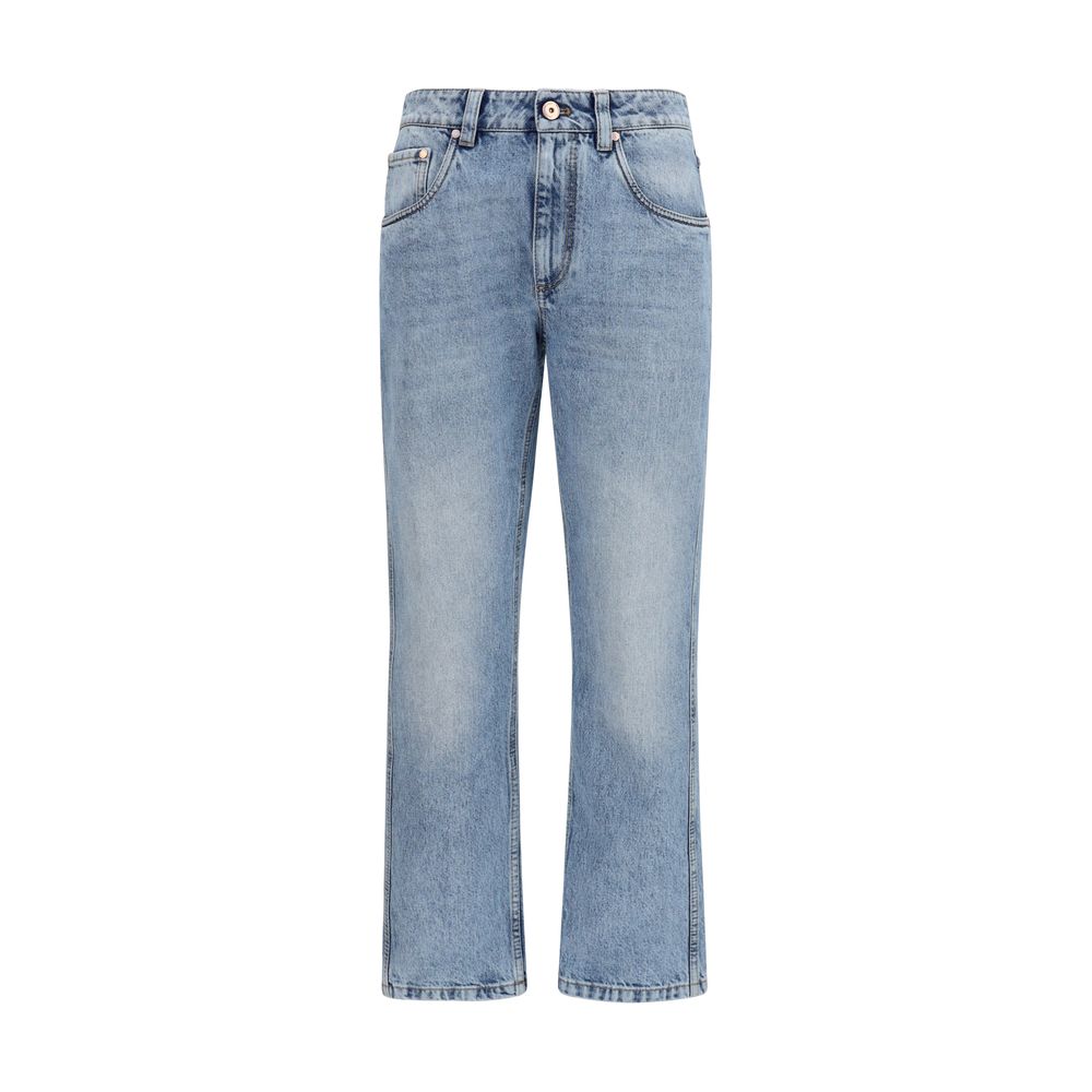 Brunello Cucinelli Blaue Jeans aus Baumwolle im geraden Schnitt