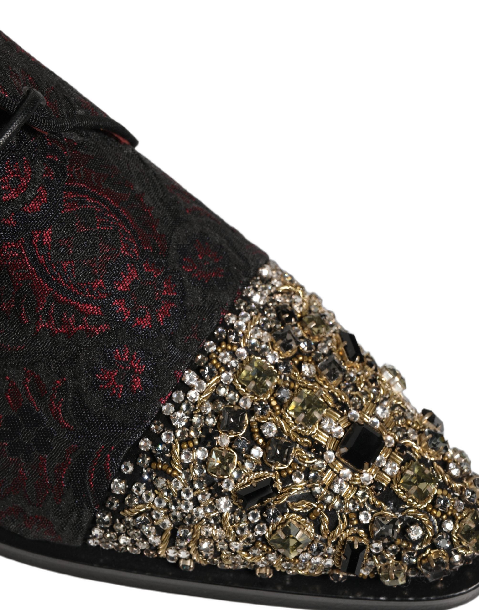 Dolce & Gabbana Schwarze Rote Verzierte Derby-Abendschuhe-1