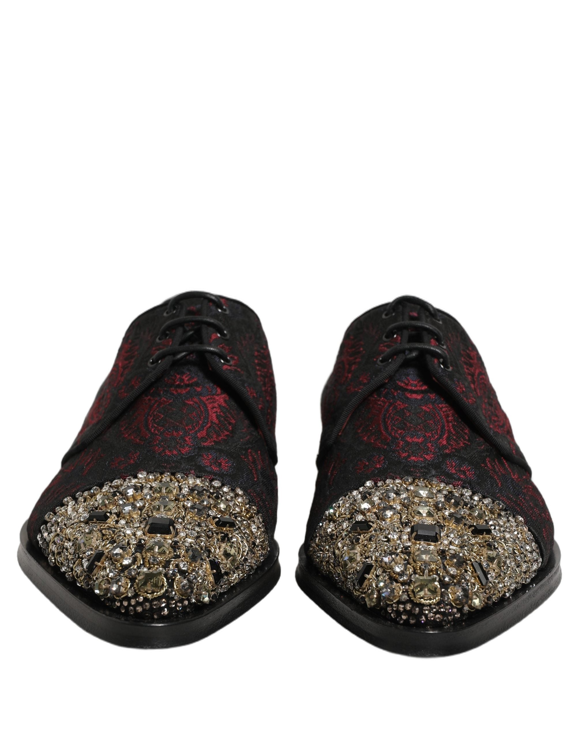 Dolce & Gabbana Schwarze Rote Verzierte Derby-Abendschuhe-2
