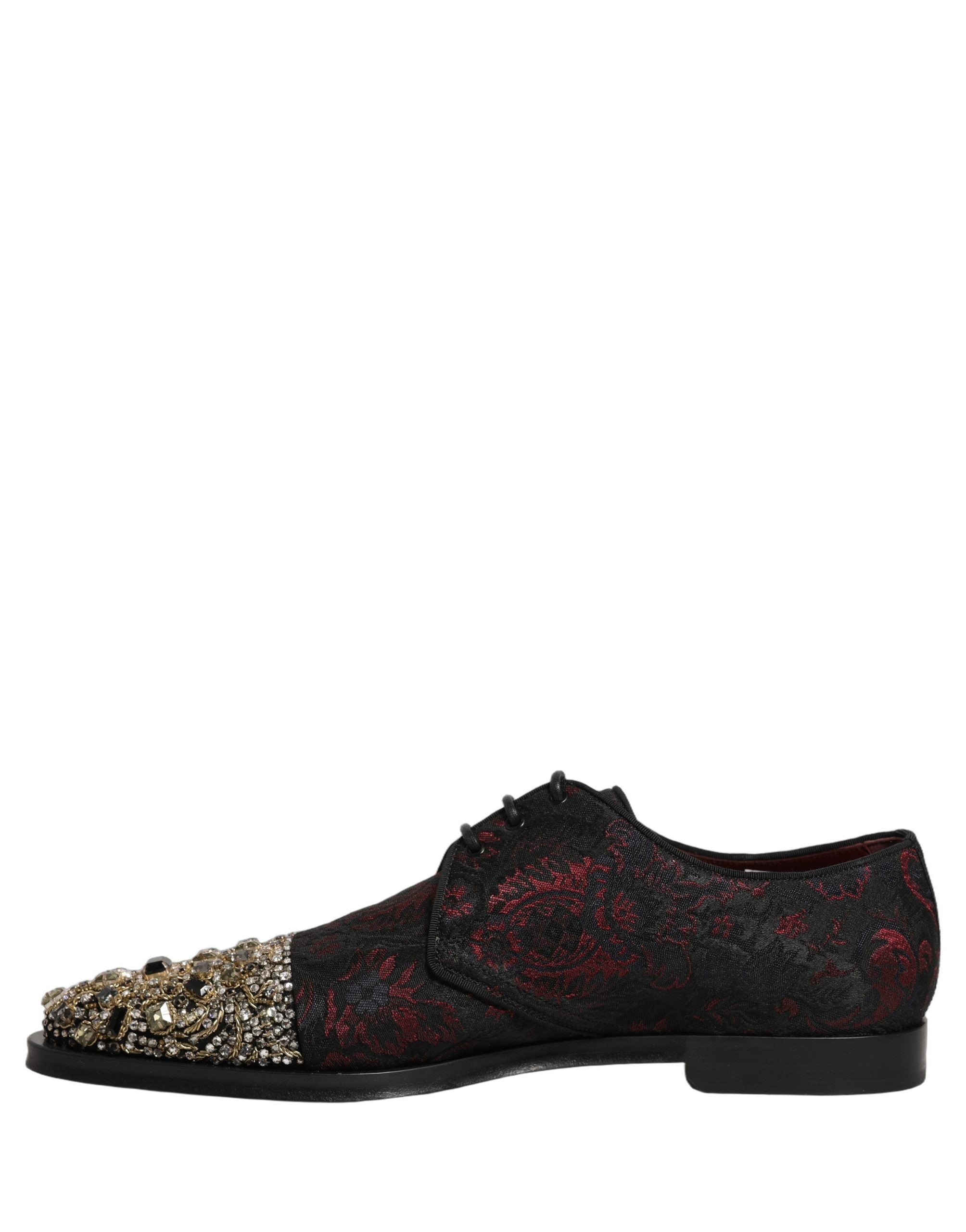Dolce & Gabbana Schwarze Rote Verzierte Derby-Abendschuhe-6