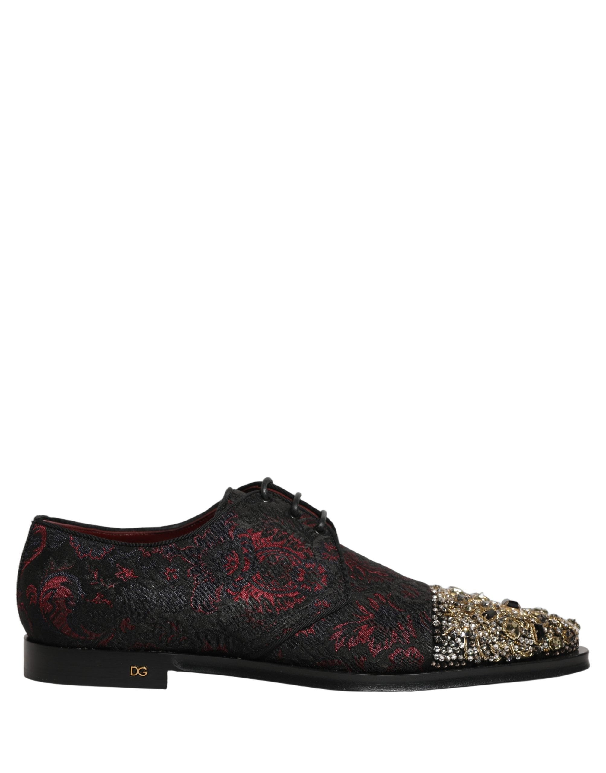 Dolce & Gabbana Schwarze Rote Verzierte Derby-Abendschuhe-8