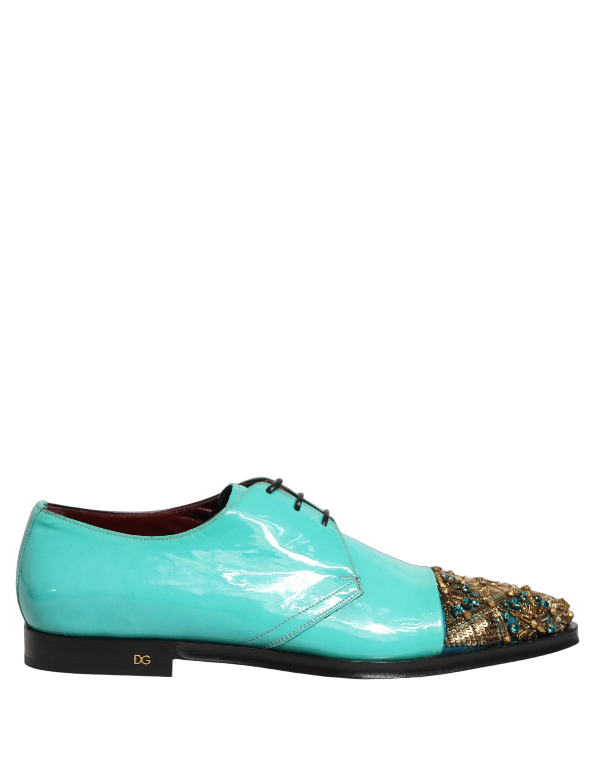 Dolce & Gabbana Aqua Blue Verzierte Derby-Abendschuhe-8