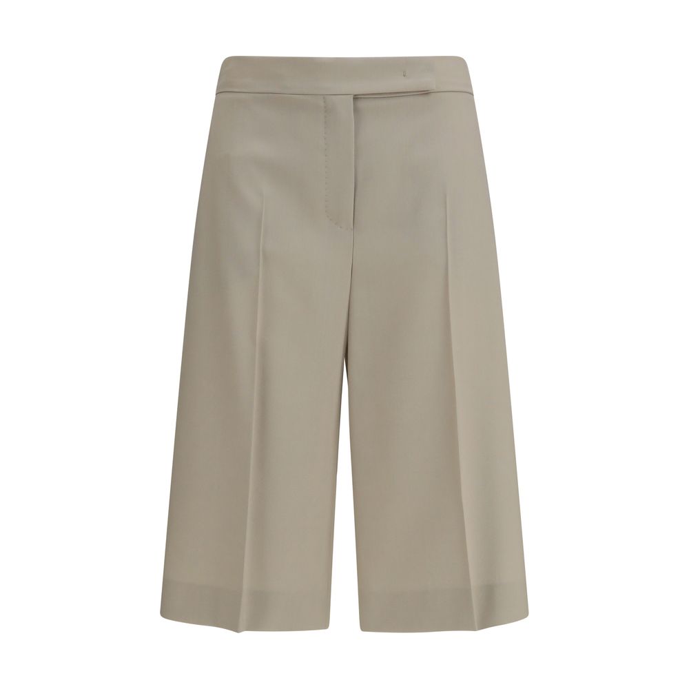Max Mara Beige Wool Oves Aries Bermuda Shorts-1