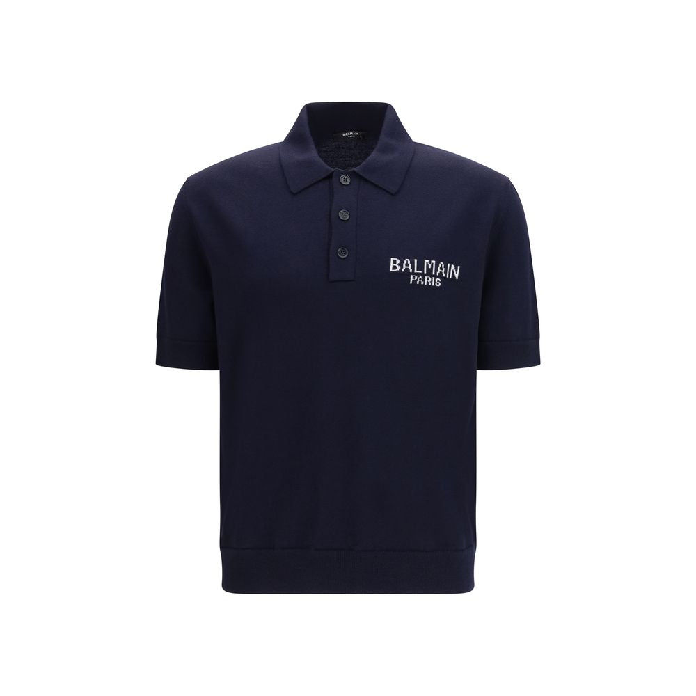 Balmain Blue Wool Oves Aries Polohemd