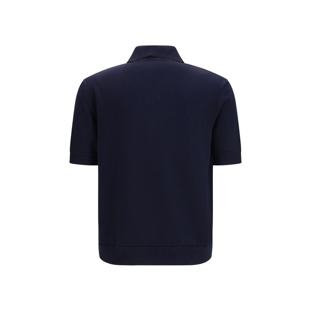 Balmain Blue Wool Oves Aries Polohemd-2