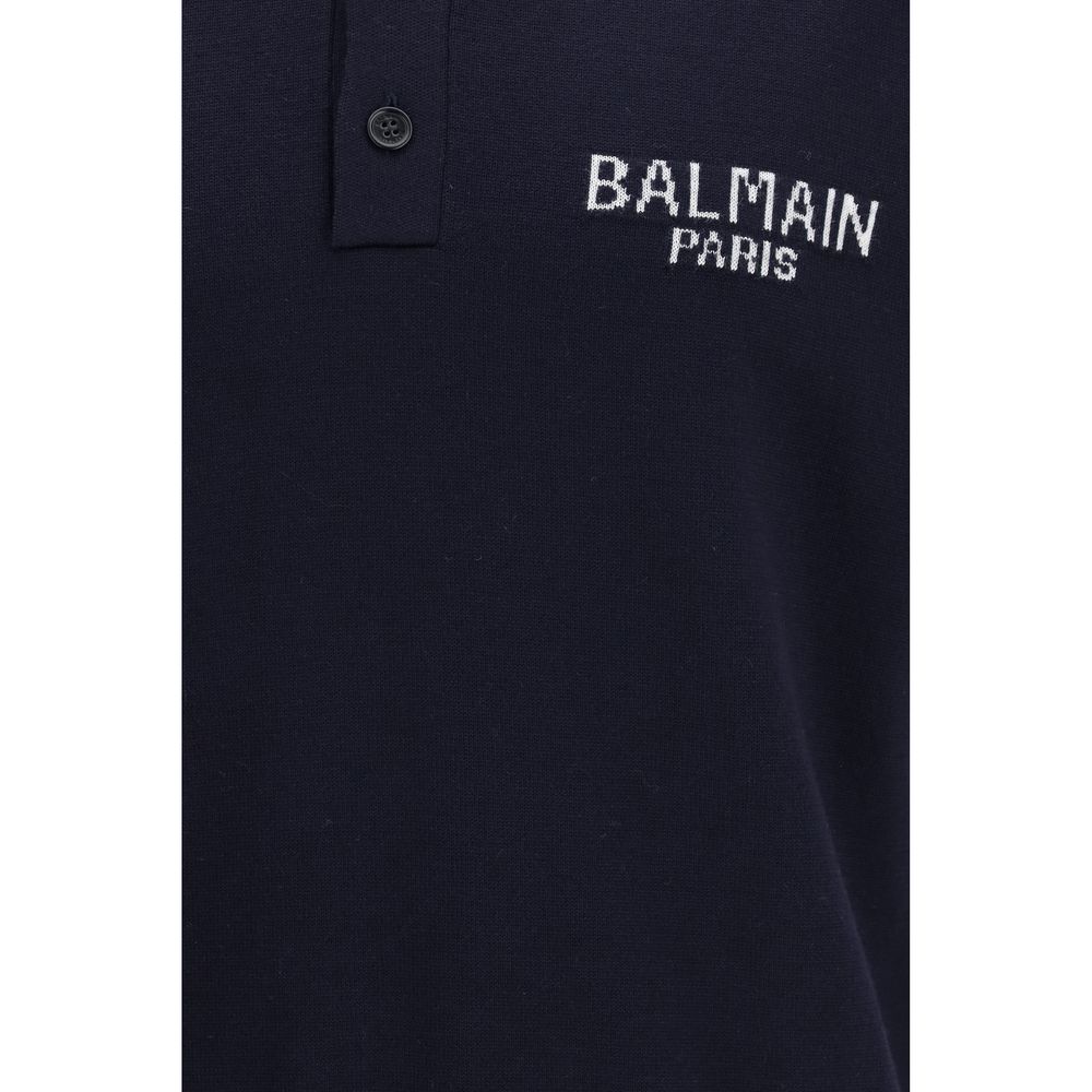 Balmain Blue Wool Oves Aries Polohemd-3