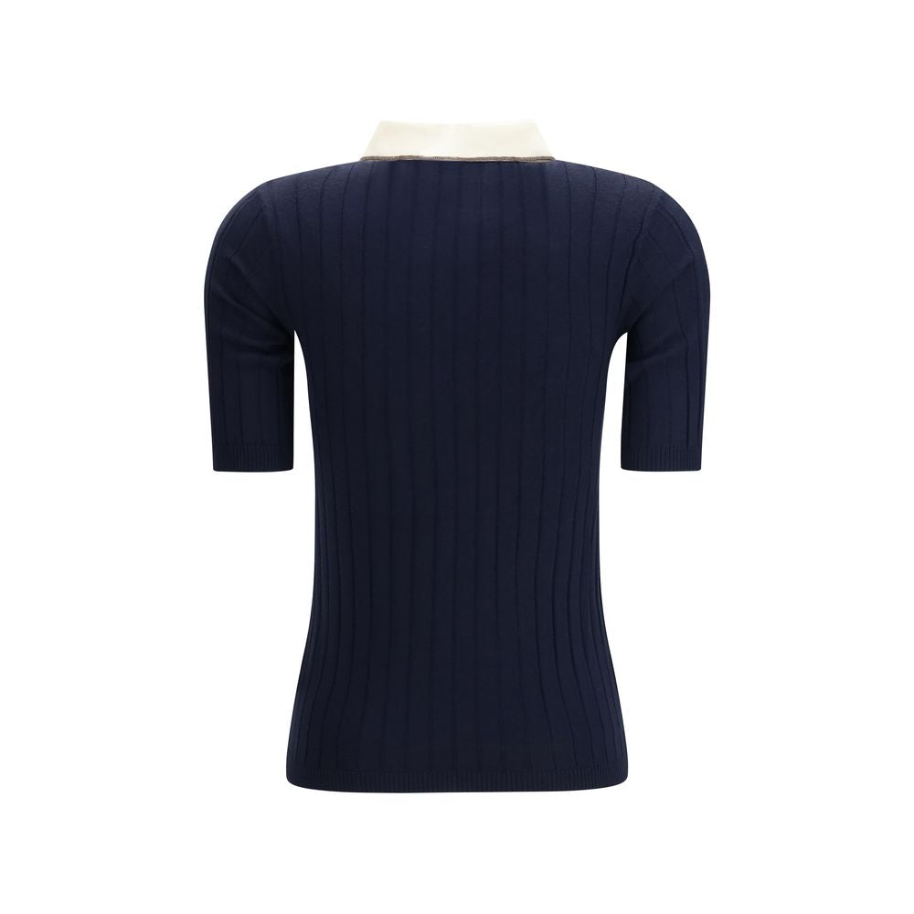 Brunello Cucinelli Blue Wool Oves Aries Polohemd-2